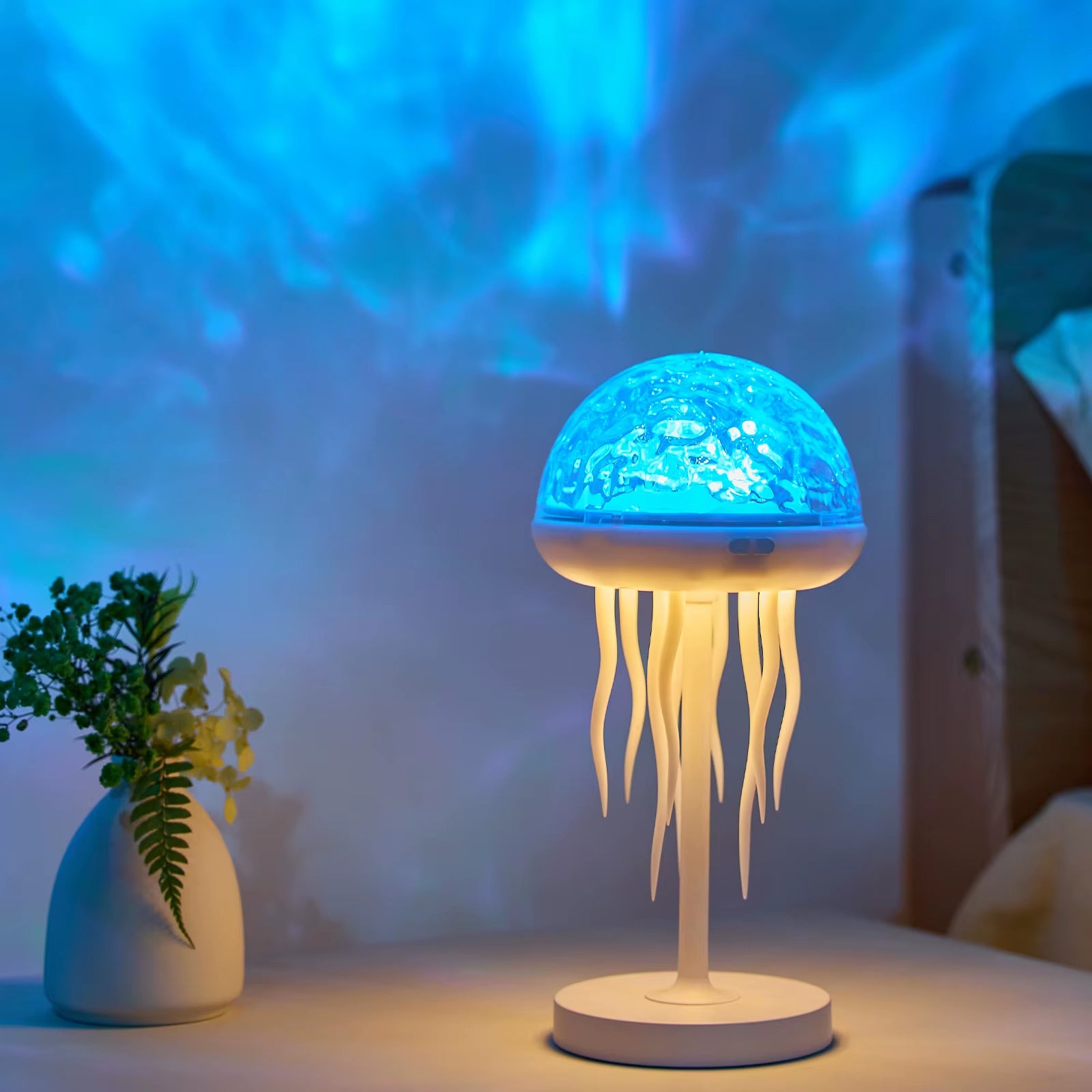 Projection Jellyfish Night Light Adjustable RGB Multiple Colors Jellyfish Table Lamp Ocean Ambient Lighting for Bedroom Decor