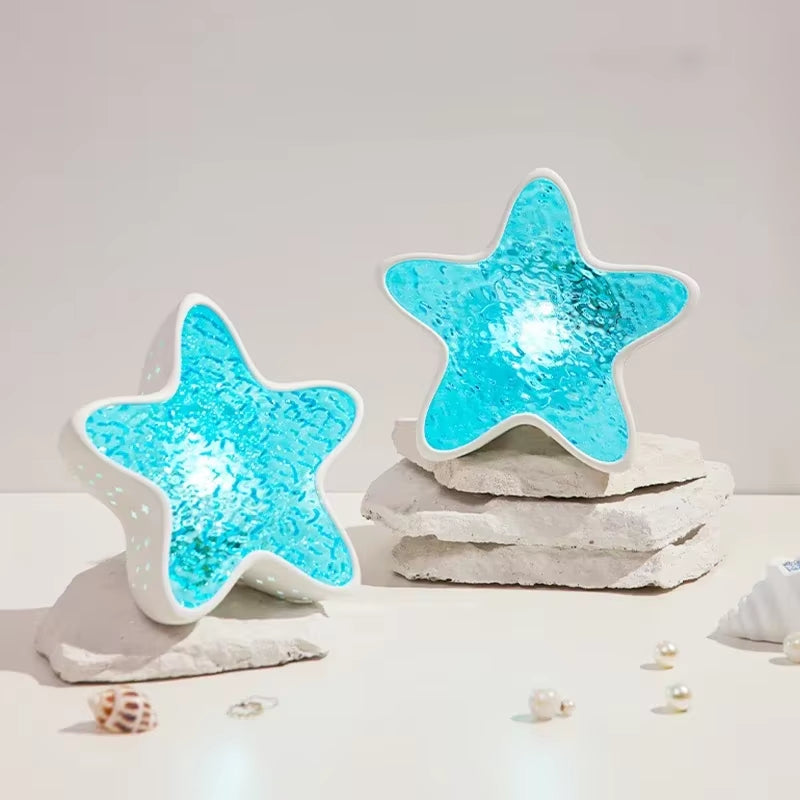 Starfish LED Table Lamp Aurora Projector Lamp Starry Sky Northern Light Bedside Lamps Bedroom Decoration Atmosphere Night Light
